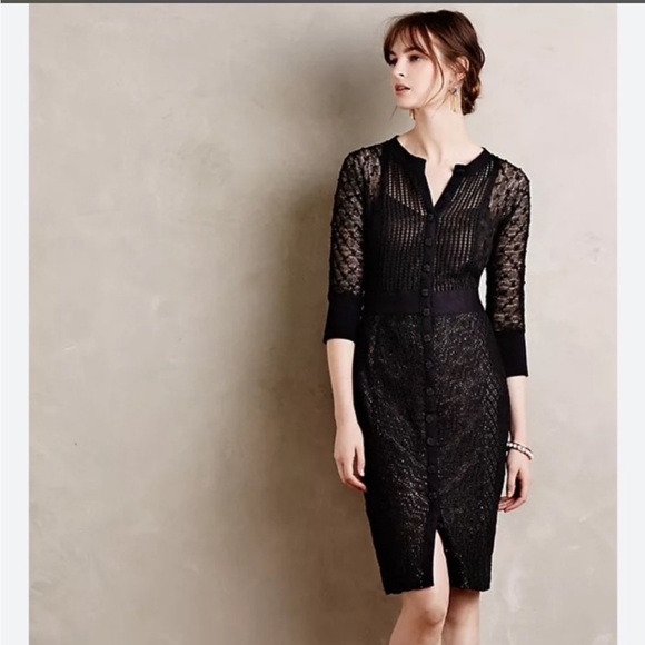 Beguile by Byron Lars Mona Dress Button Down Front  Lace Black Size 0 - Picture 3 of 13
